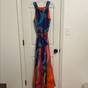 Soft Surroundings Multicolor Swirl Maxi Dress - Blue, Orange, Pink, Purple